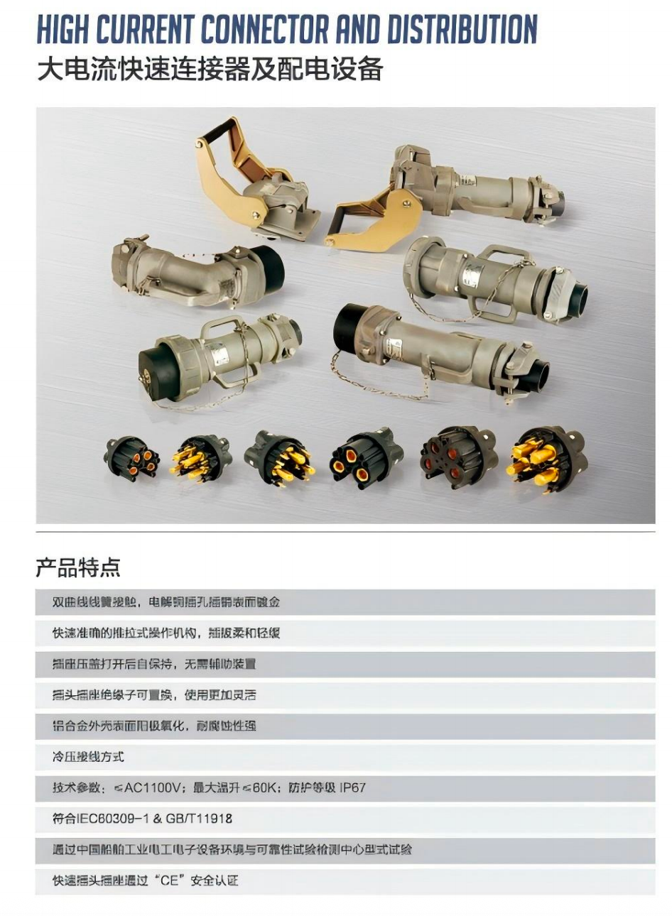 大电流快速连接器及配电设备